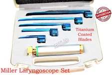 VETERINARY LARYNGOSCOPE SET OF 6PCS BLADE 0,1,2,3,4 + MEDIUM HANDLE DIAGNOSTIC