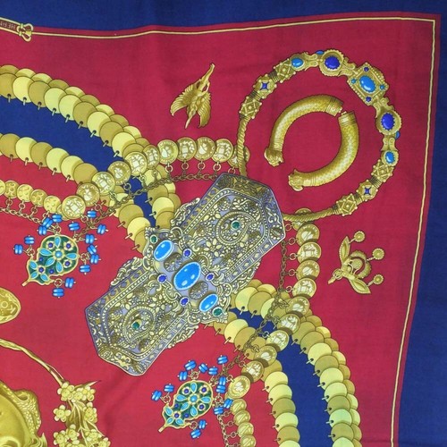 Hermes Carre140 Cashmere Silk KOSMIMA Blue Red Yellow Shawl Stole #60524 - Picture 5 of 10