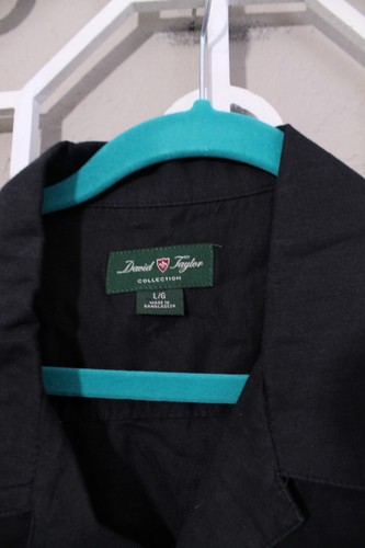 David Taylor Button Up Shirt Mens L Black Tan Stripes Casual Bowling Dad Camp - Picture 8 of 15