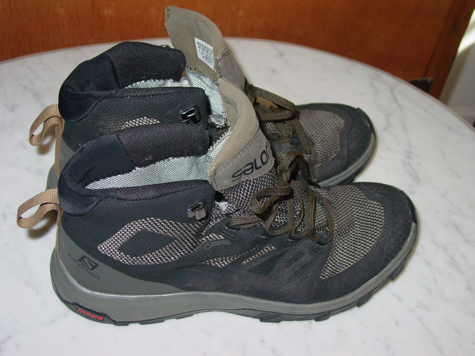 Scarpe uomo Salomon Outline 2019 nero verde oliva 404763 Mid Gore tex! Taglia 9 5