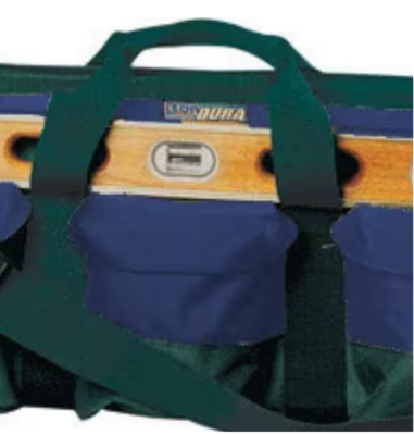 Mason Tool Bag Green/Blue Web Handle Exterior 3-Pockets Removable
