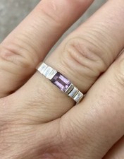 Sterling Silver 925 Amethyst Art Deco Ring Sz 6.75