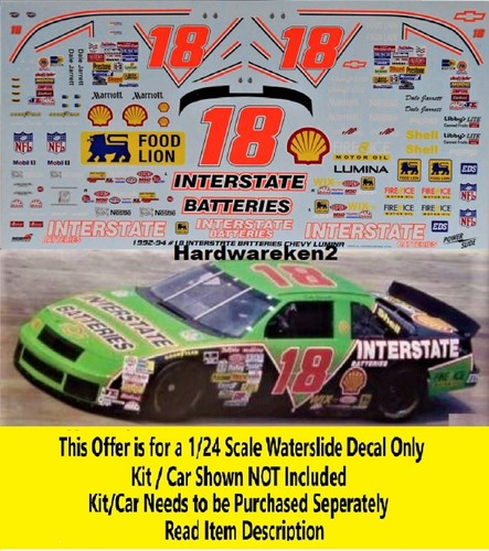 NASCAR DECAL #18 INTERSTATE BATTERIES 1992-94 CHEVROLET LUMINA DALE JARRETT 1/24