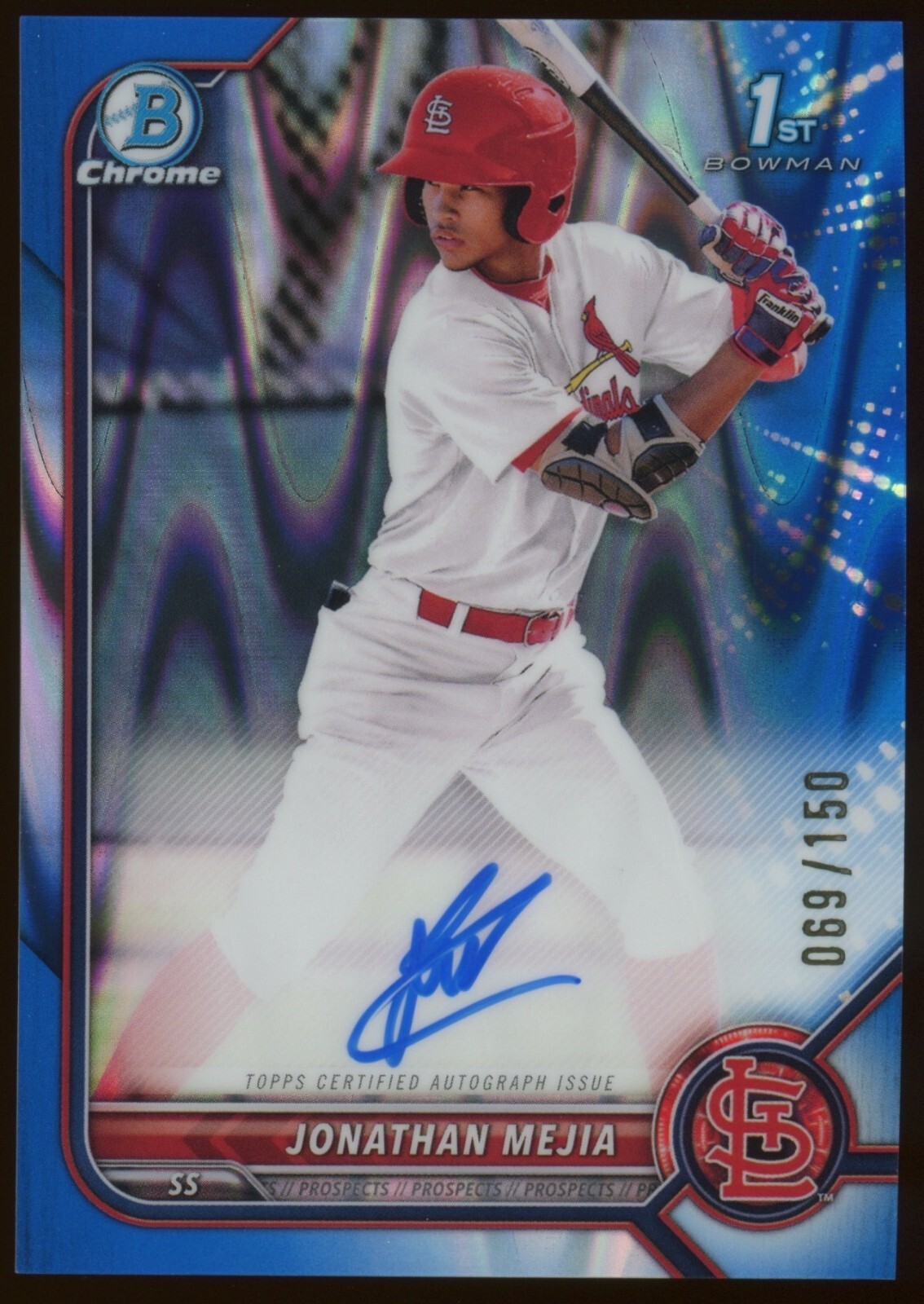 2022 Bowman Chrome Prospect Blue RayWave 1st Auto Refractor /150 Jonathan Mejia