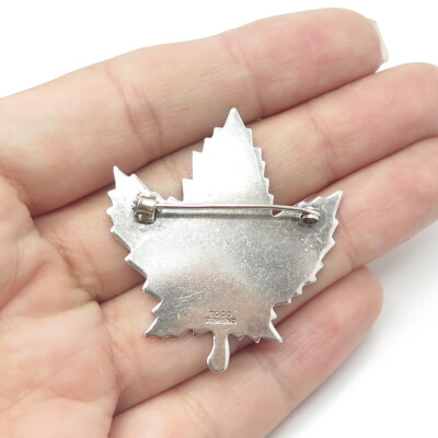 925 Sterling Silver Antique Art Deco Ecco Canada Maple Leaf Pin