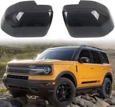 Carbon Fiber ABS Side Rearview Mirror Caps Cover For Ford Bronco Sport 2021-25