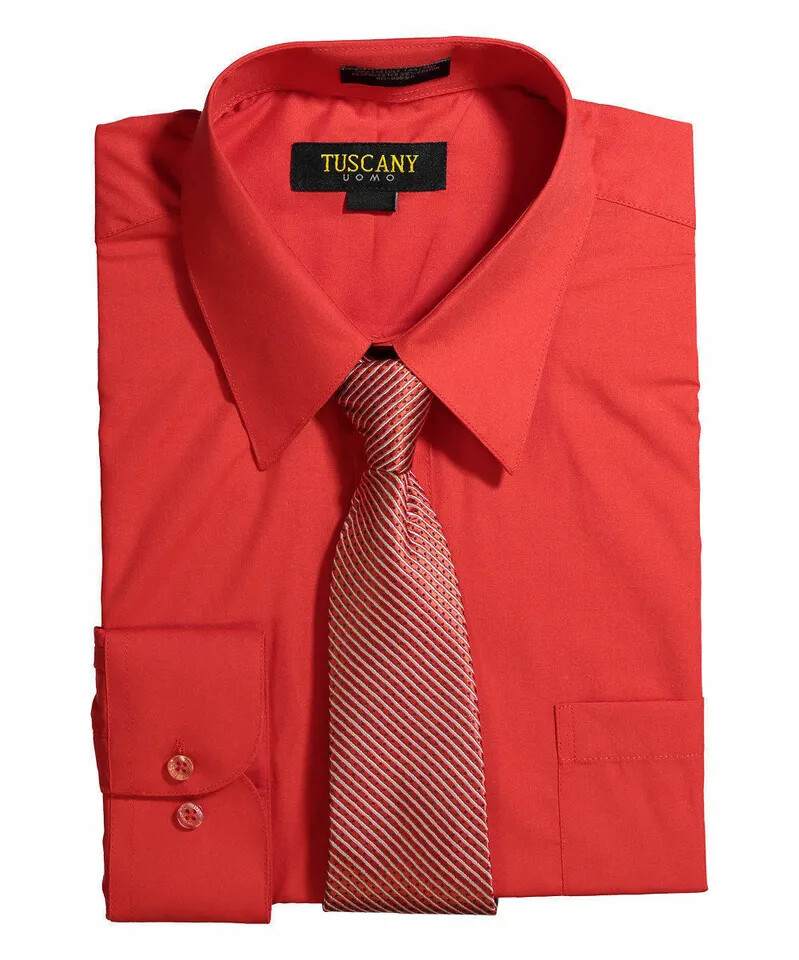 dress shirt 14.5 x 34/35 Men's Cotton-Blend Dress Shirt W/Tie Set- 14.5 NECK 34/35 SLEEVE-Multiple  colors