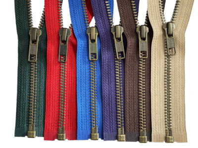 2pcs YKK #5 Antique Brass Metal Medium Weight Jacket Zipper Separating 17'' - 27''