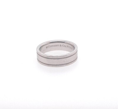 TifFany & Co. Platinum Essential Band Double Milgrain Ring