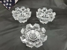 Set Of Three Mikasa Crystal Candlestick Holders 2" Tall 3 3/4" Wide FAST SHIP