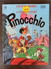 Vintage Color By Number with Complete Story of Pinocchio Coloring Book