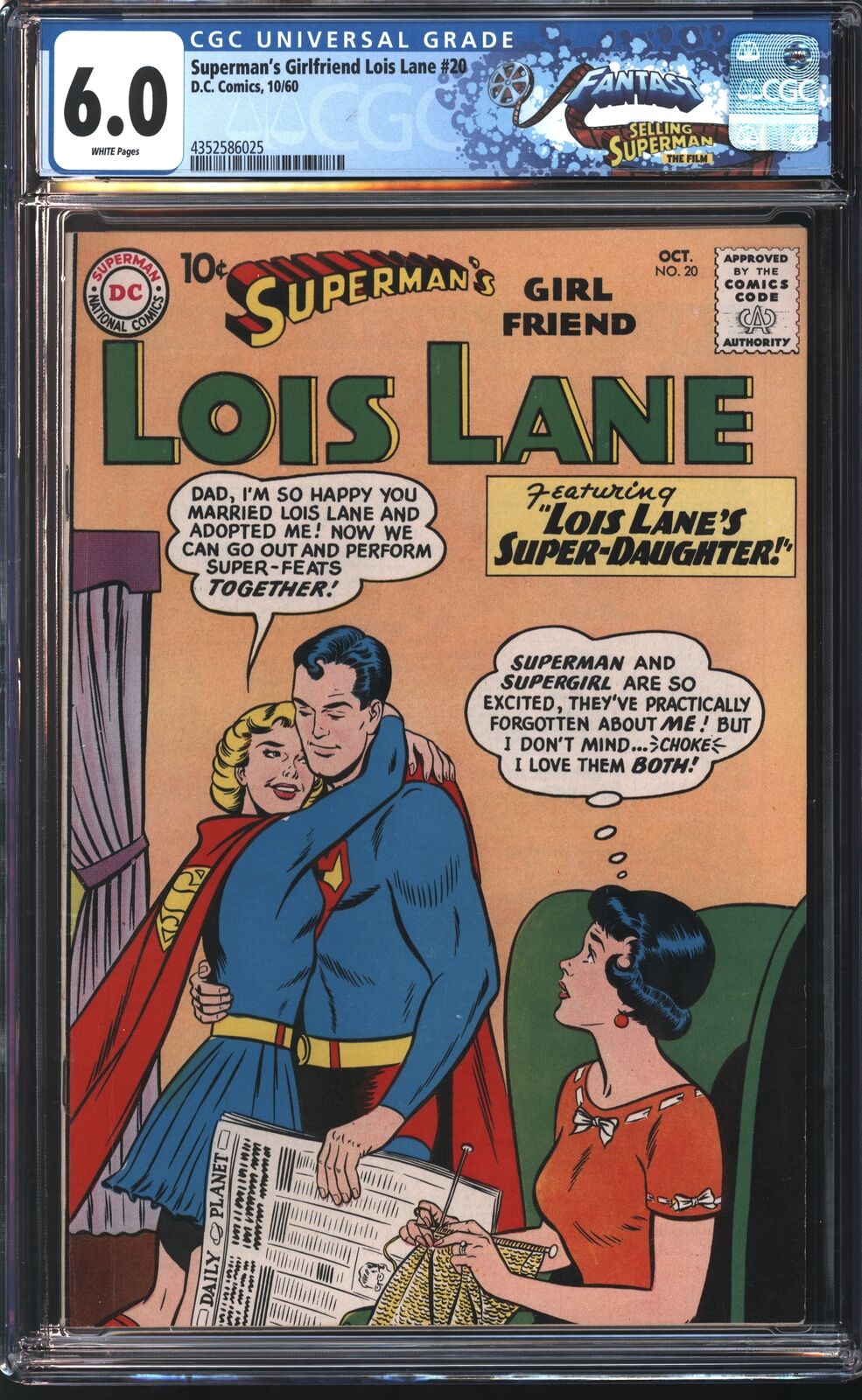 D.C Comics Superman's Girl Friend Lois Lane 20 10/60 FANTAST CGC 6.0 White Pages