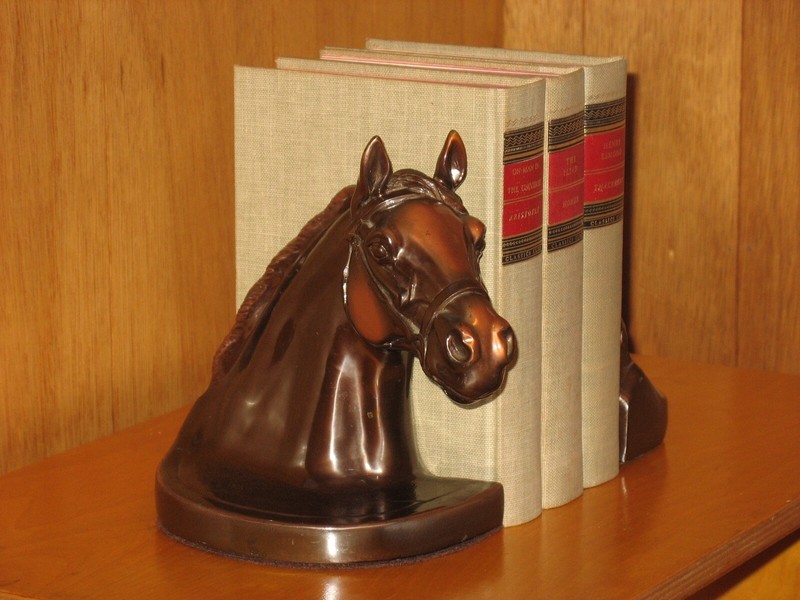 Vintage 1940's set of two horse head bookends. Heavy weight.