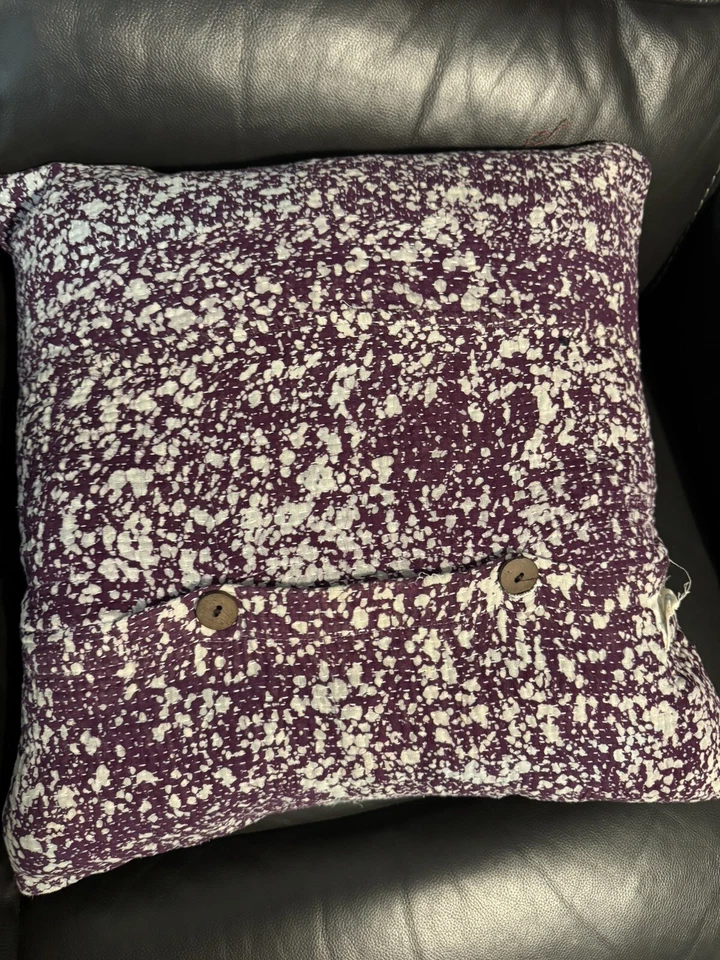 SHILPA RATHI Recycled Vintage Kantha Pillow Covers Purple (Used) - Image 3 of 4