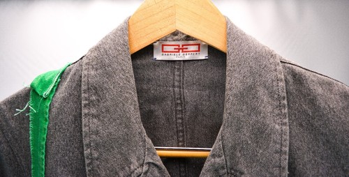 Gabriele Geppert Paris France Vintage Light Jacket Womens Coat Gray Trench - Picture 3 of 12