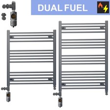 Dual Fuel Towel Radiator 900mm Width | Anthracite Finish Rail + AF Kit & Valves
