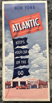 Vintage Early 50 s Atlantic Oil Road Map New York And Eastern US