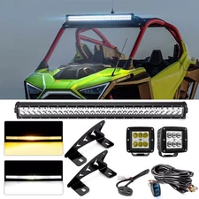 WEISEN Amber/White 32" LED Light Bar Roof Mount+3" Pods For Polaris RZR PRO R