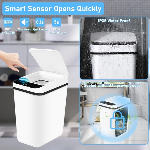 12L Sensor-Mülleimer Automatik Mülldose Intelligenter Abfalleimer Papierkorb Bad - Bild 2 von 12