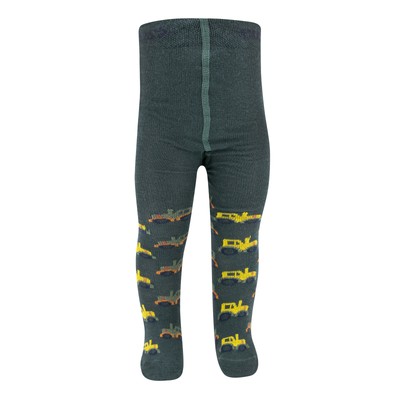 Ewers Baby Jungen Strumpfhose Po-Motiv Traktor Trekker nachtgrün