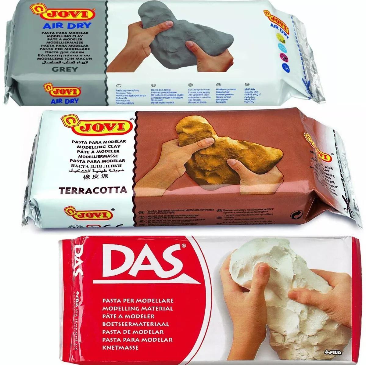 DAS / JOVI Air Dry Modelling Clay BULK 1kg Model Hardening Drying Kids  Craft Kit