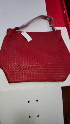 Red Woven Lulu Dharma Bucket Bag Purse