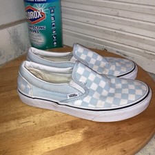 Vans Classic Slip On Shoe Checkered Baby Blue Women  s Size 7 Men  s 5.5 Near Mint