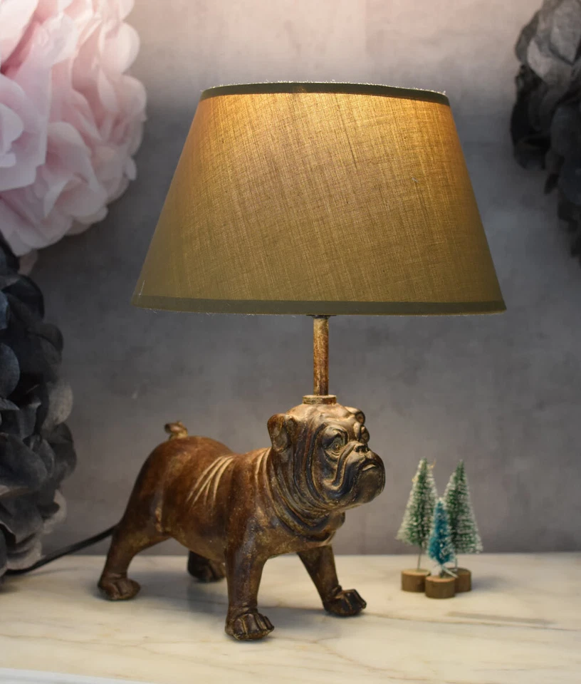 Lámpara Figura Perro Bulldog Lámpara de Mesa Pug Luz de Mesa Estilo Casa de Campo Foto 3 de 4