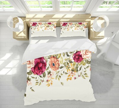 3D Peony Leaves ZHUA405 Bed Pillowcases Quilt Duvet Cover Set Queen King Zoe