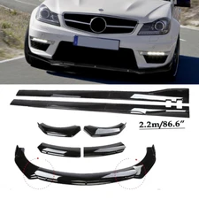 For Mercedes-Benz Front Bumper Lip Spoiler Splitter Glossy Black Body Kit