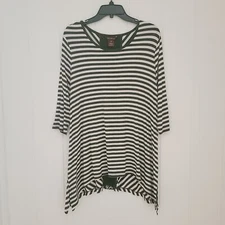 Multiples Striped Tunic Top 3/4 Sleeves Stretch Size PL