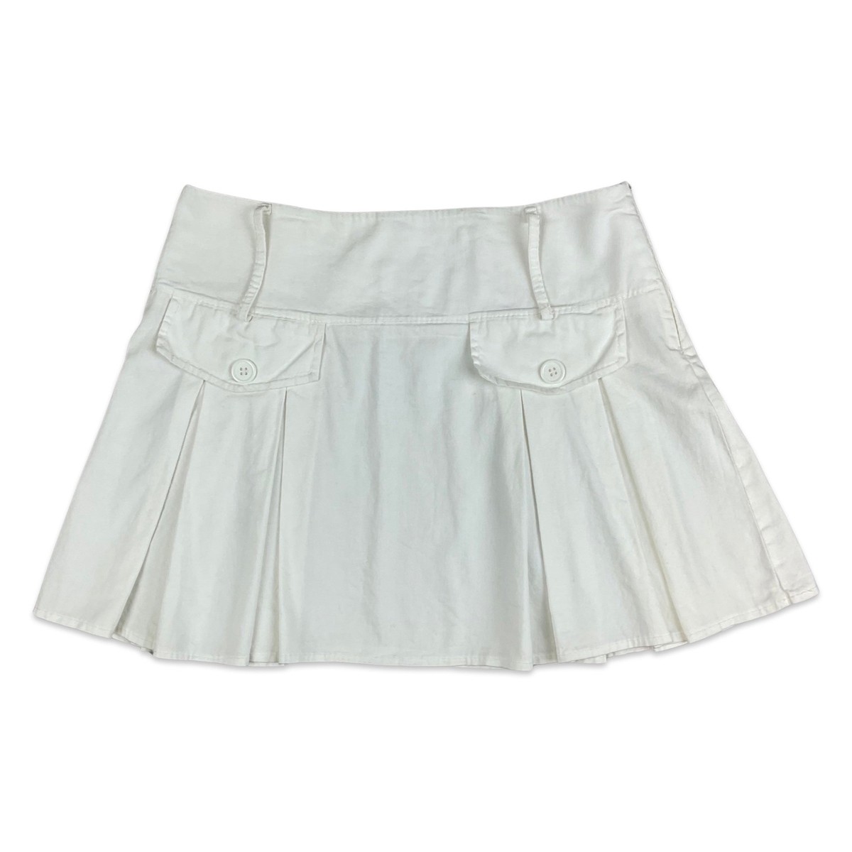 Vintage 90s White Pleated Mini Skirt 12 14 UK