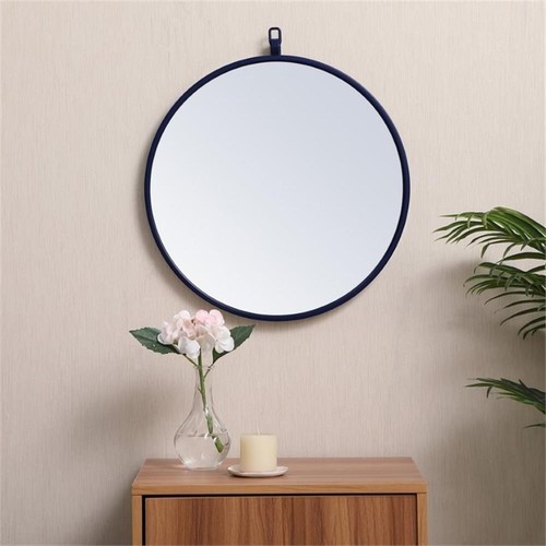 Elegant Decor Eternity 18" Round Mid Century Metal Frame Hooked Mirror in Blue - 第 2/7 張圖片