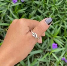 Knot Silver Band Solid 925 Sterling Silver Handmade Unique Statement Ring AK565