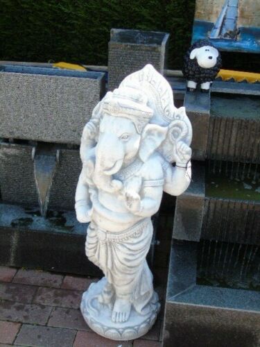 statue ganesh debout en pierre patinée + souris ,  nouveau ! bouddha - Photo 1/8