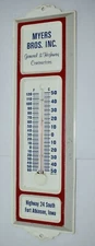 Vintage MYERS BROS INC CONSTRUCTION Advertising Thermometer - FORT ATKINSON IA