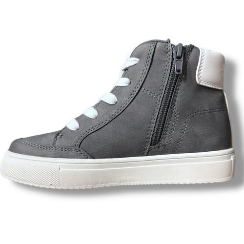 NIB Reaction Kenneth Cole Aaron Dutton High Top Sneakers Side Zip Gray Kids Sz 1 - Picture 4 of 10