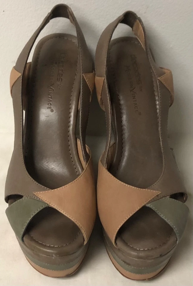 SANDALIA CUÑA PLATAFORMA CORREA ANCHA CUERO RETRO VINTAGE MODERNAS DÉCADAS TALLA 37.5 Foto 4 de 4