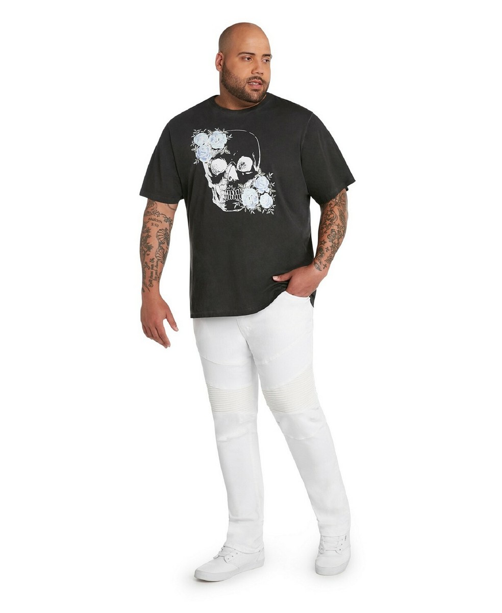 New MVP Collection Big Tall Floral Sequin Skull Print Oil