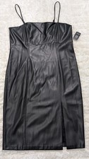 Express Black Faux Leather Strappy Sleeveless Bodycon Dress Knee Length XL