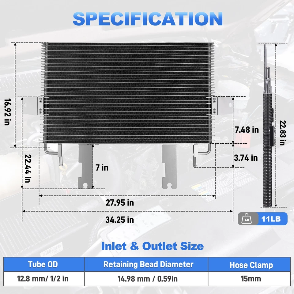 Transmission Oil Cooler w/Hoses and Clamps for 1999-2003 Ford 7.3L Powerstroke - Image 2 of 4
