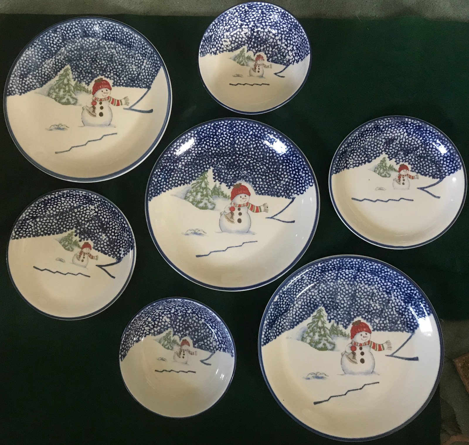 Thomson Pottery Winter/Xmas 'Snowman' Dinner/Salad Plates/Bowl-Set of 2+EXTRA!