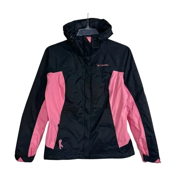 Columbia Breast Cancer Jacket Black Pink Womens Size M Susan Komen