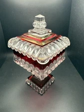 Vintage Westmoreland Ruby Flashed Wedding Box - Large 10" Candy Dish