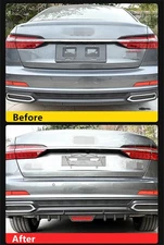 Glossy Black Rear Bumper Diffuser Lip Spoiler Trim w/ Red Light Decorations USA