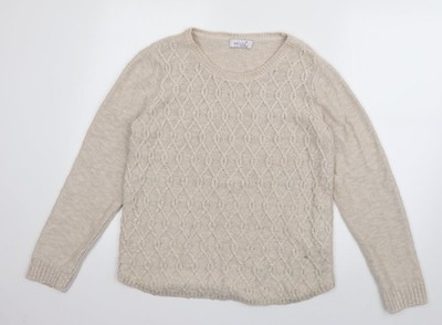 Per Una Damen Beige U-Ausschnitt Acryl Pullover Pulli Größe 12