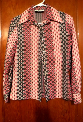 Women Small Shirt MOD MCM VTG Bowling Party Sears Roebuck Fly Dart Collar Style