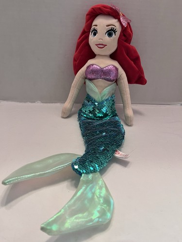 Disney Ty Sparkle Ariel Plush Doll The Little Mermaid Toy Green Sequins Fin 19"