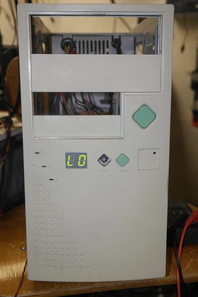 AT PC Computer CASE Tower beige 90s working retro w. PSU Hi/Lo LCD - Image 2 of 4