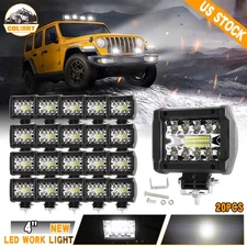 20pcs 4inch Led Work Light Bar SPOT FLOOD Cube Pods Offroad Lamp Fog SUV ATV 12V